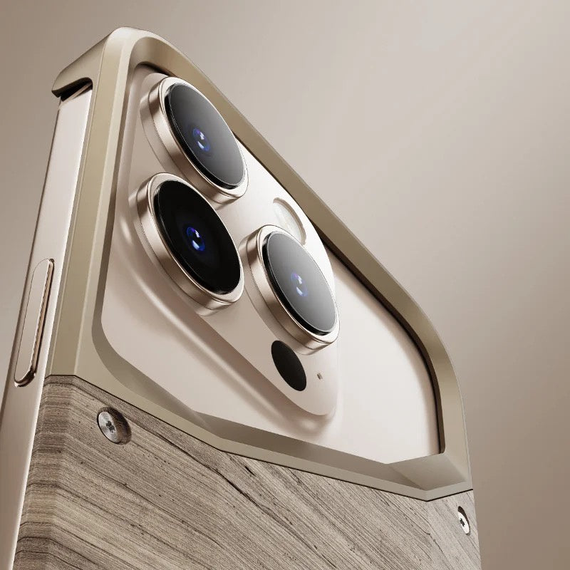 Luxury Metal Frame Solid Wood Case