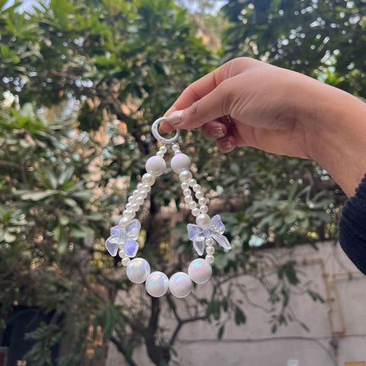 White Bow Beads Phone Charms