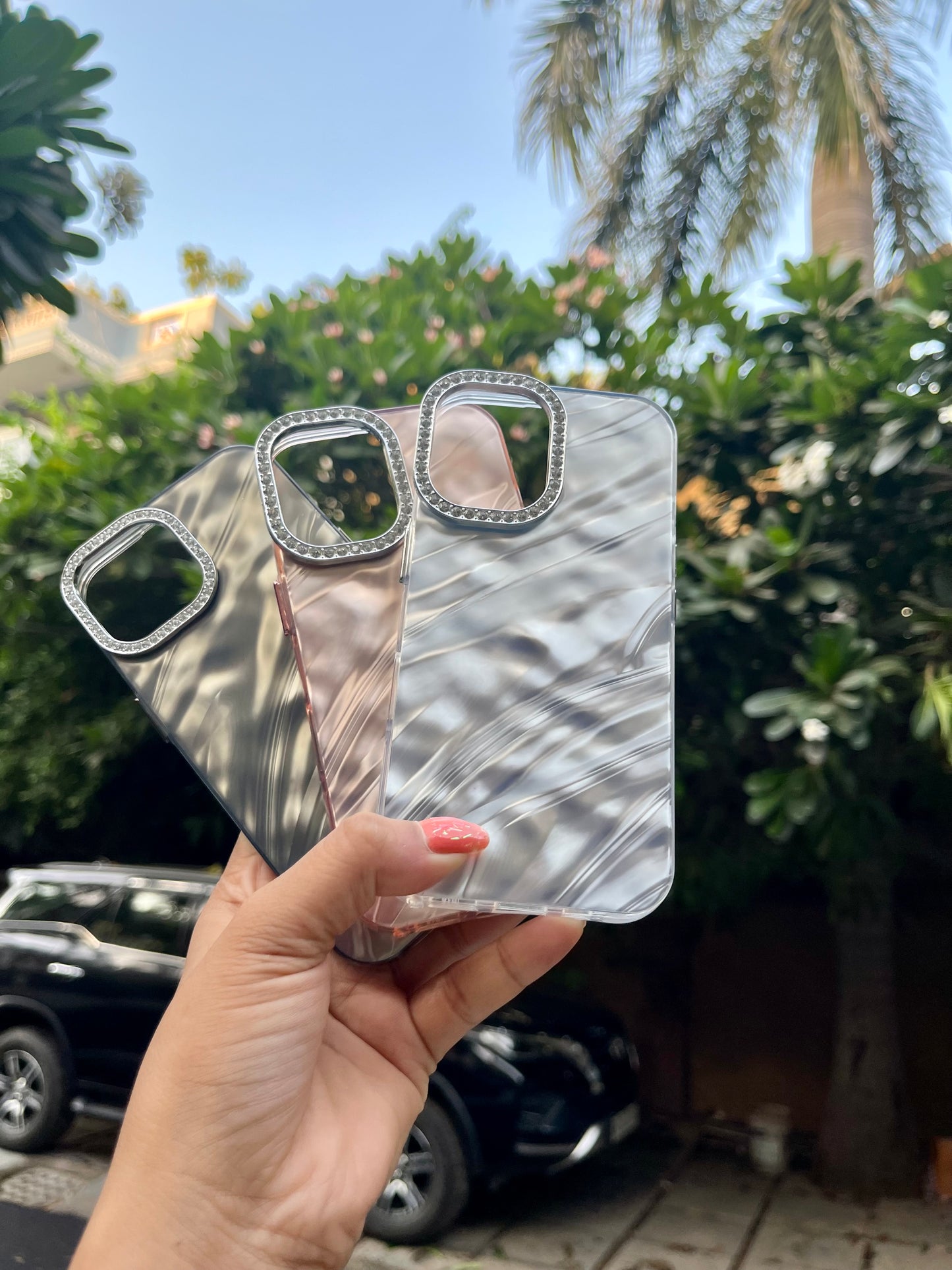 Diamond textured wavy Luxury Iphone Cover 3 pack combo