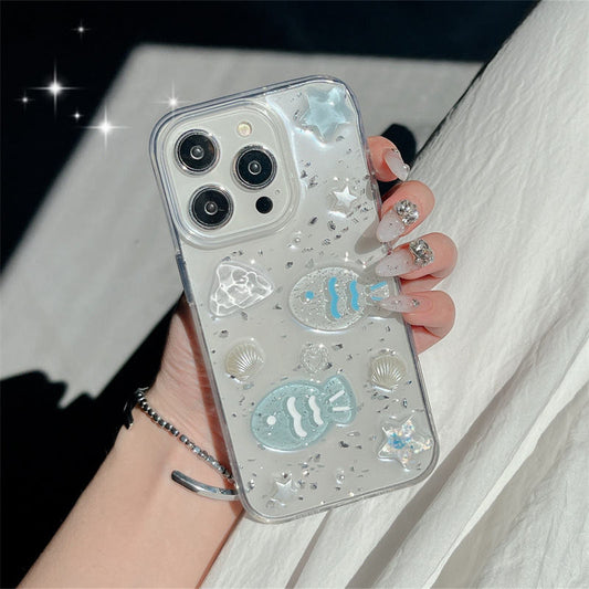 Iphone 15 Fish & Shell 3D Cute Cover