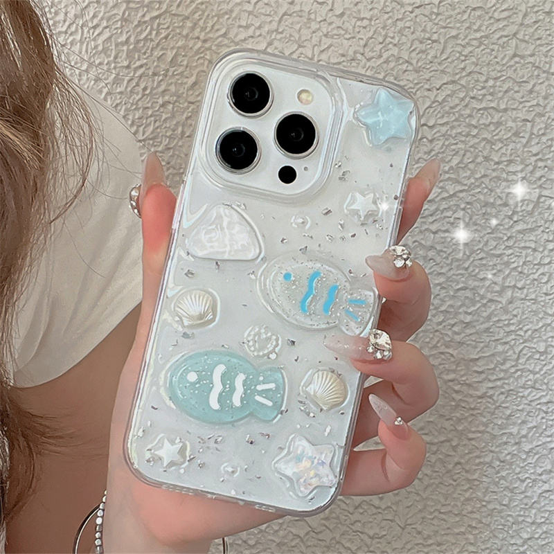 Iphone 15 Fish & Shell 3D Cute Cover