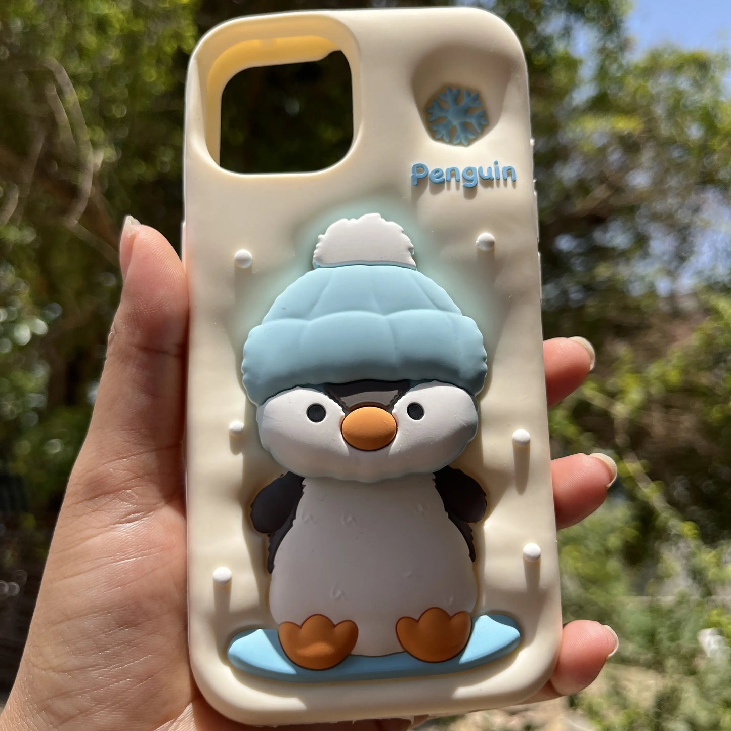 Cream Penguine 3D Cute Iphone Cover