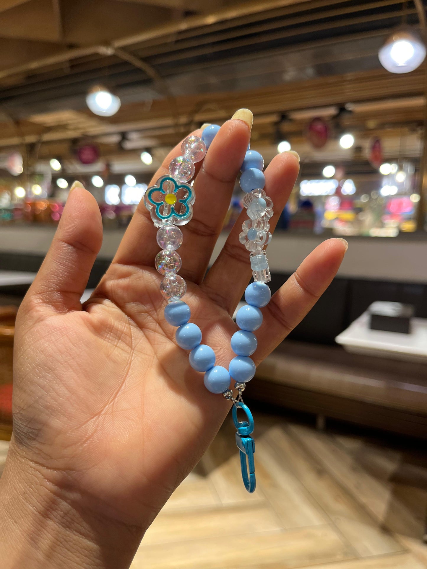 Sky Blue Flowery Beads Premium Phone Charms