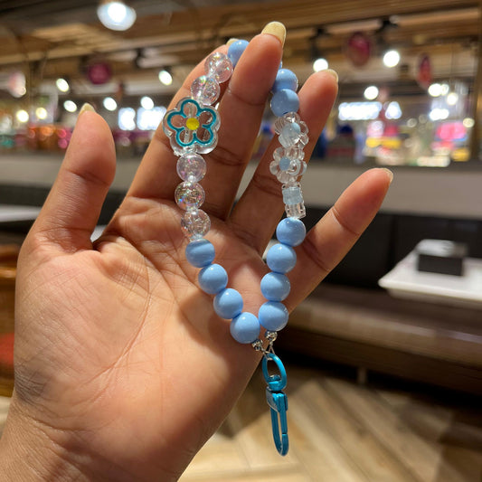 Sky Blue Flowery Beads Premium Phone Charms