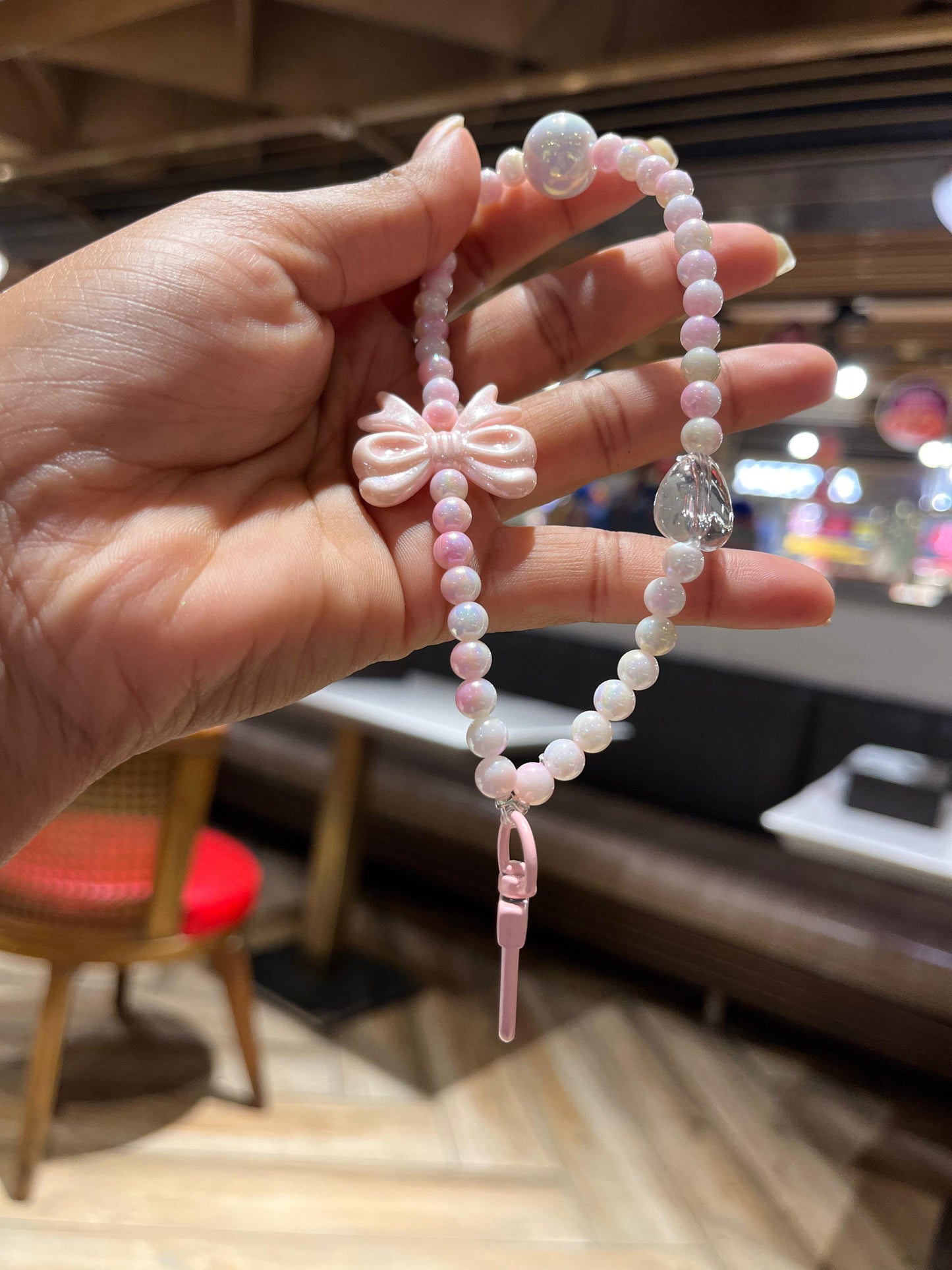 Pink Cute Bow Beads Premium Phone Charms