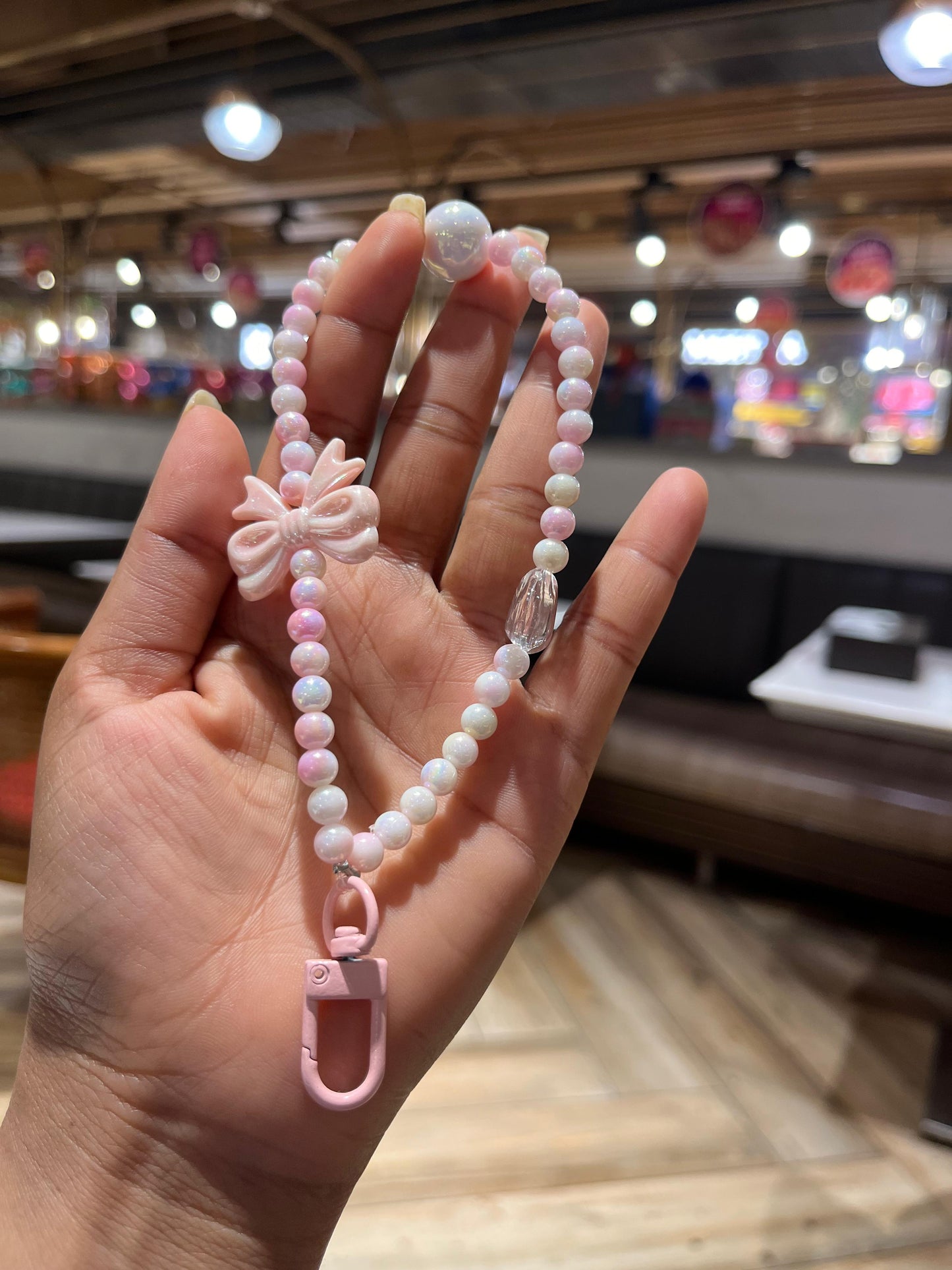 Pink Cute Bow Beads Premium Phone Charms