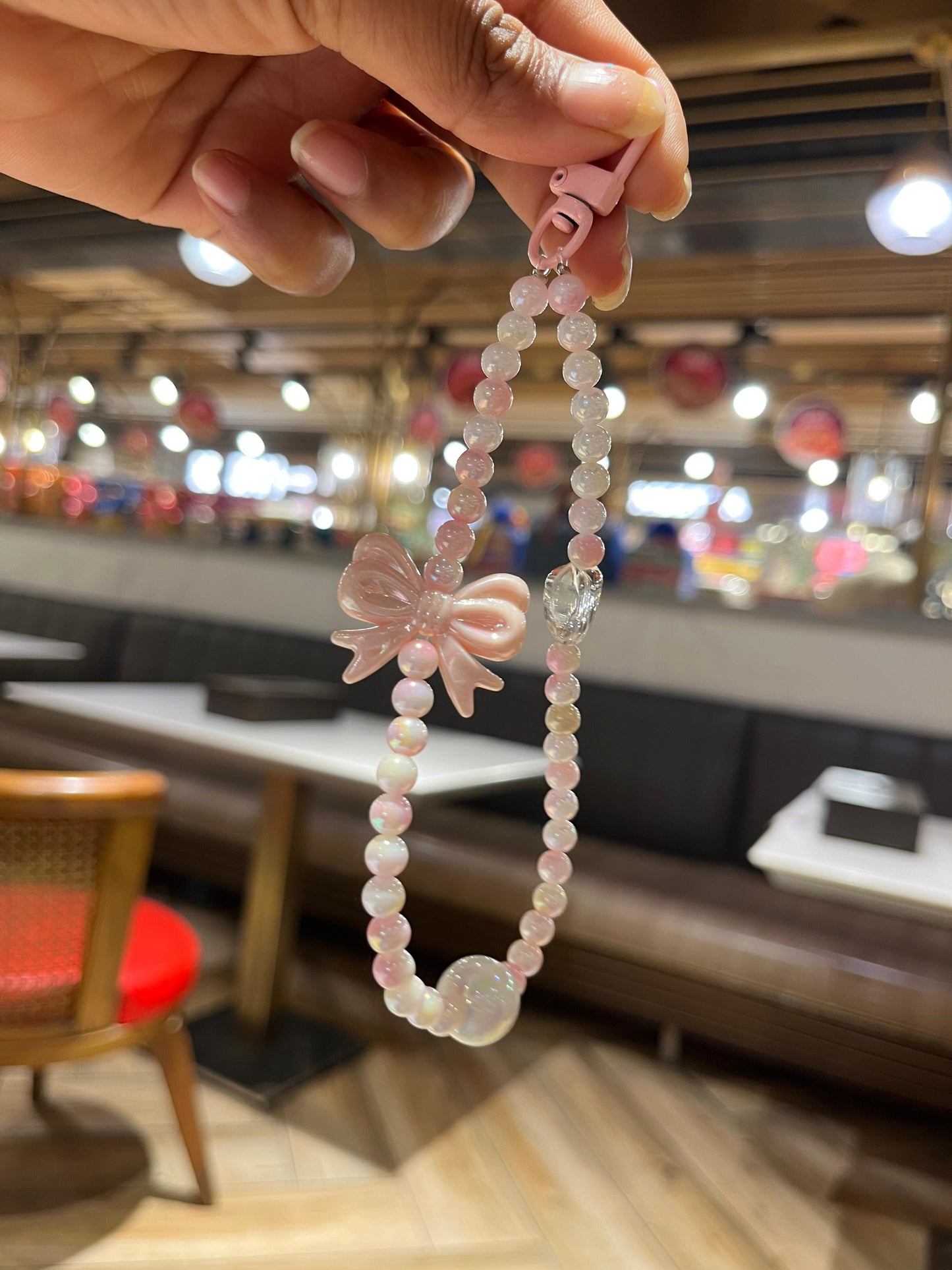 Pink Cute Bow Beads Premium Phone Charms