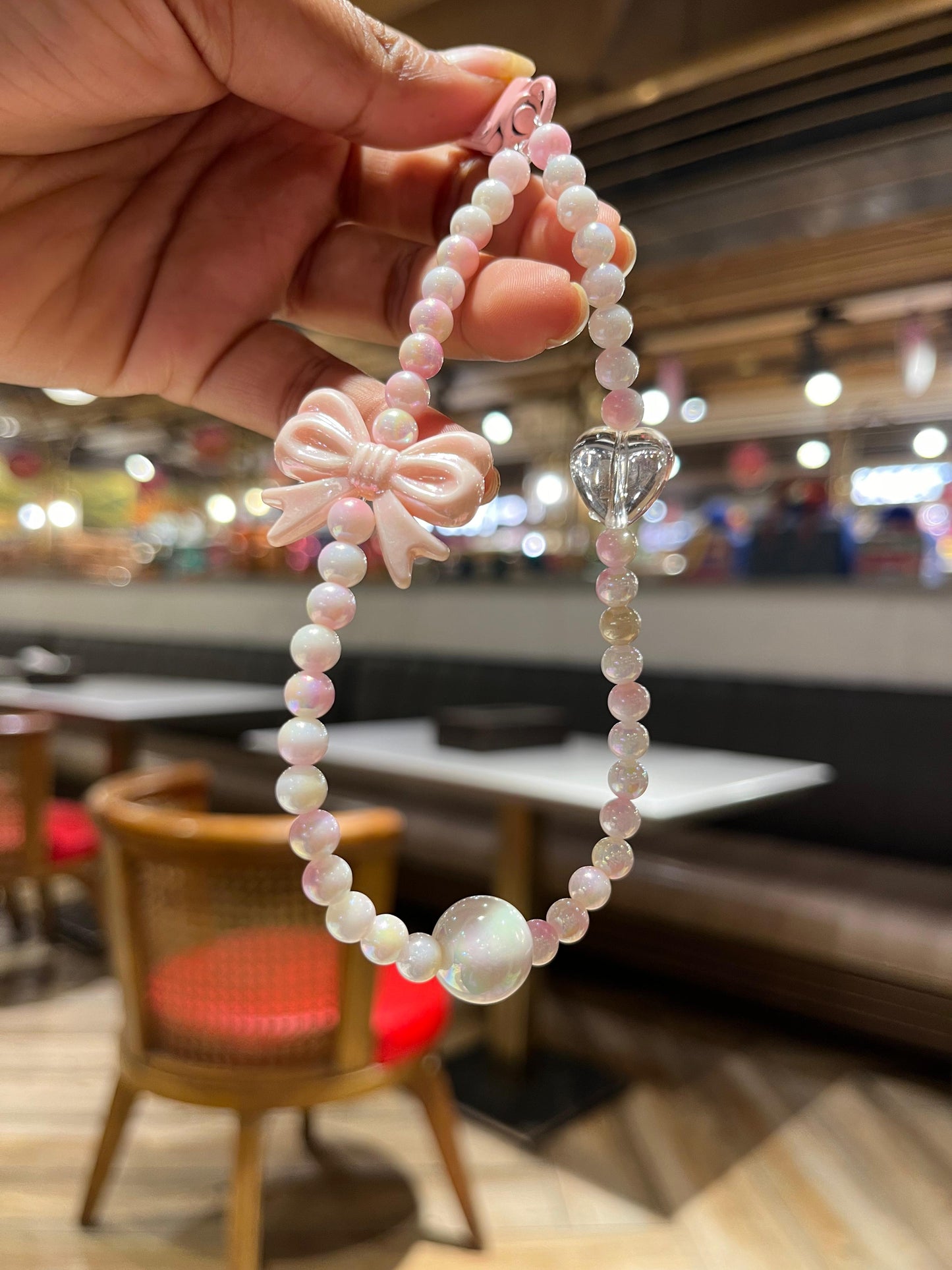 Pink Cute Bow Beads Premium Phone Charms