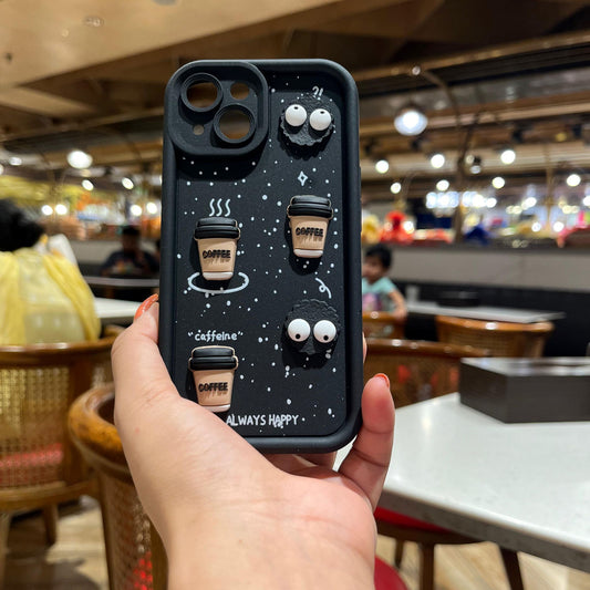 Black Donut & Coffee Cute Iphone Cover