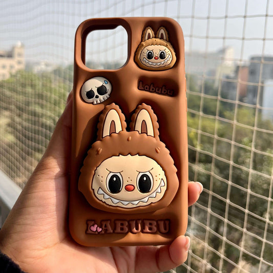 Labubu Cute 3D Iphone Case & Charger Case Combo pack of 2