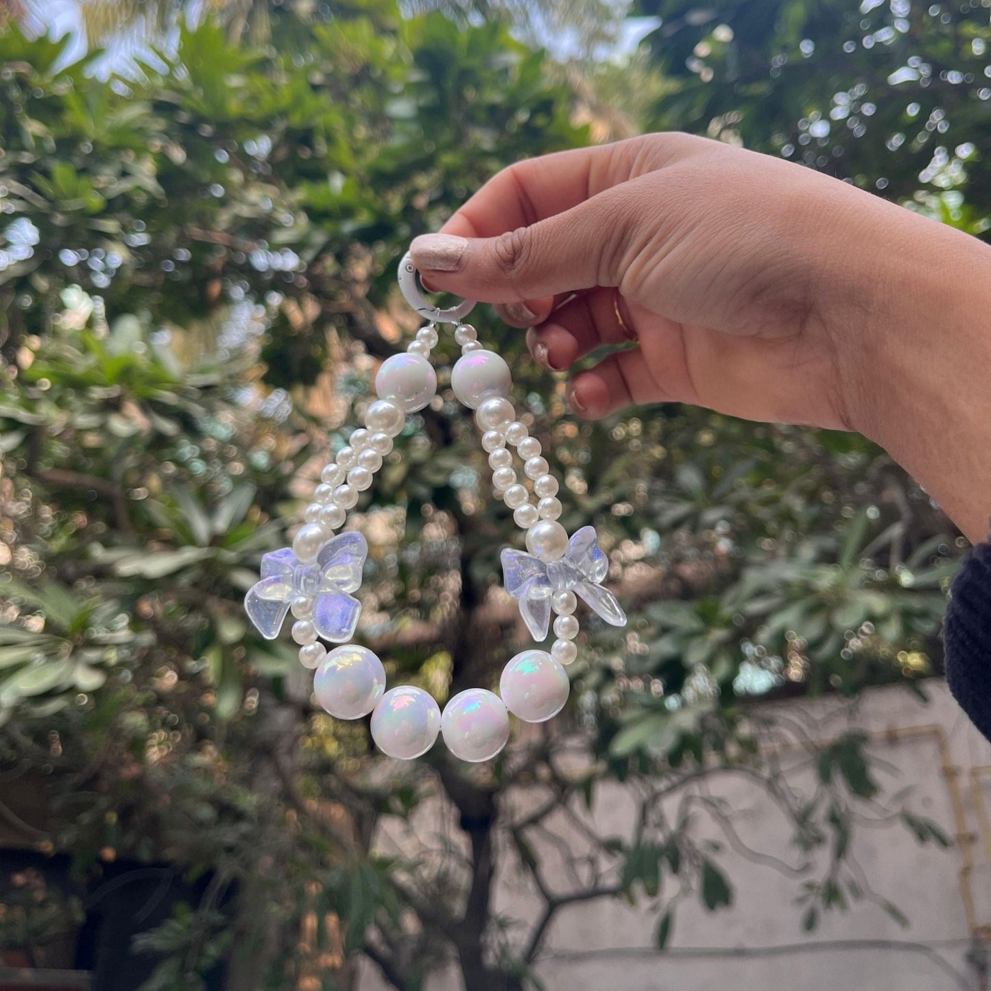 White Bow Beads Phone Charms
