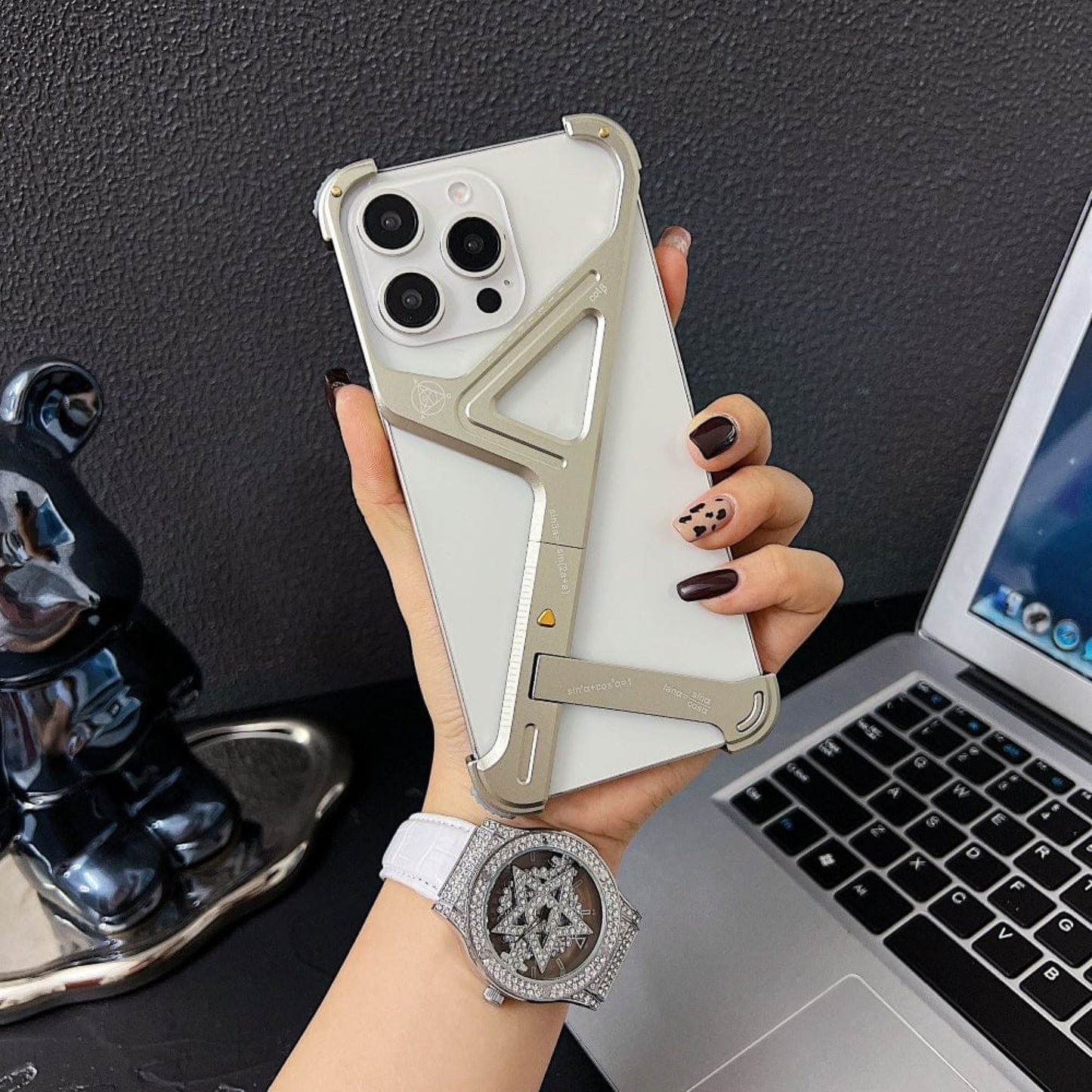 Metal Z Shape with Bracket Stand Iphone Case