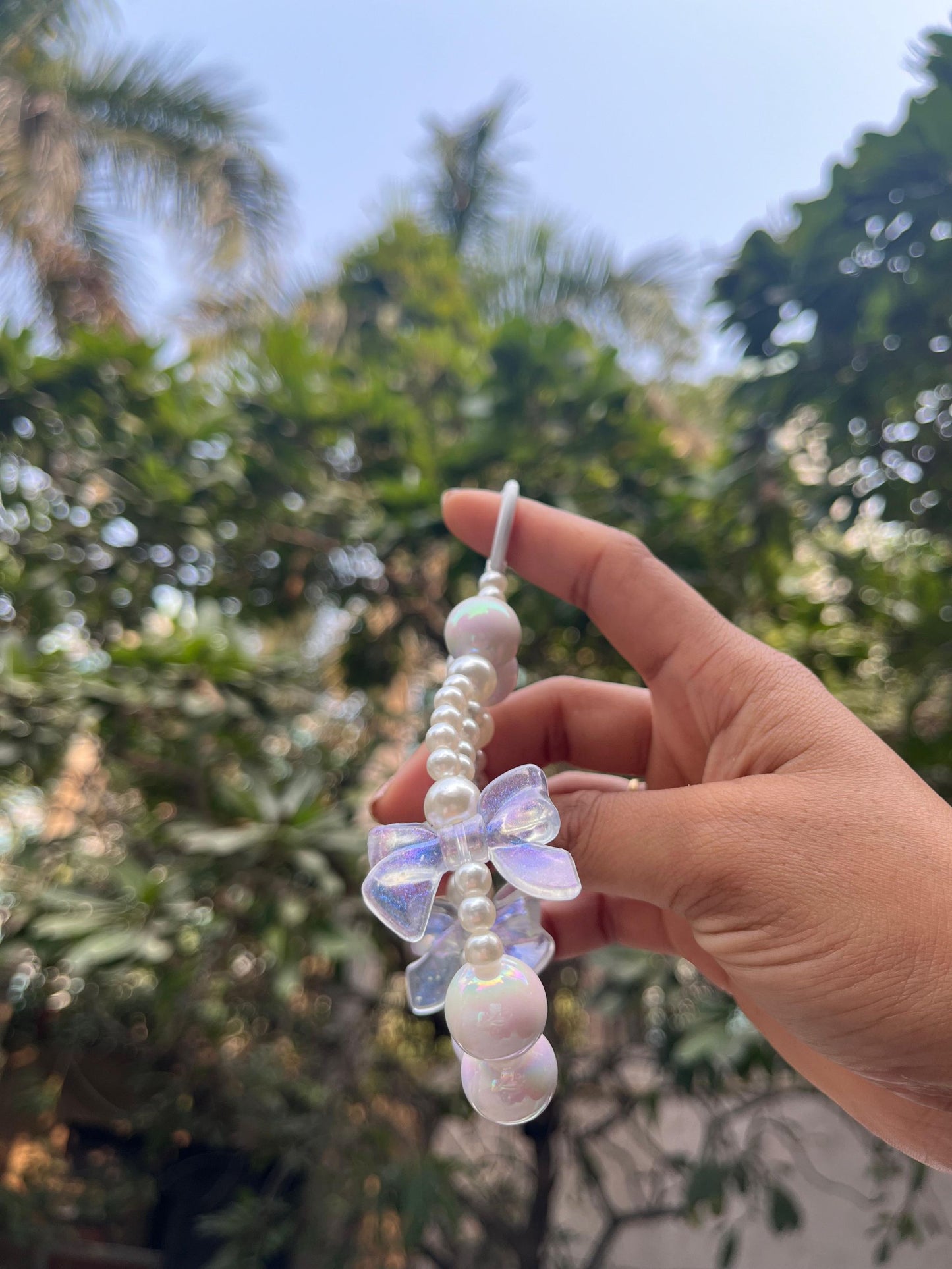 White Bow Beads Phone Charms