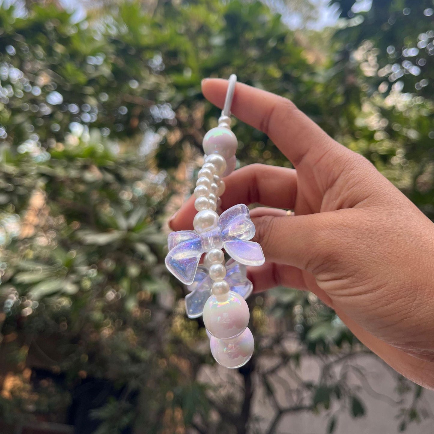 White Bow Beads Phone Charms