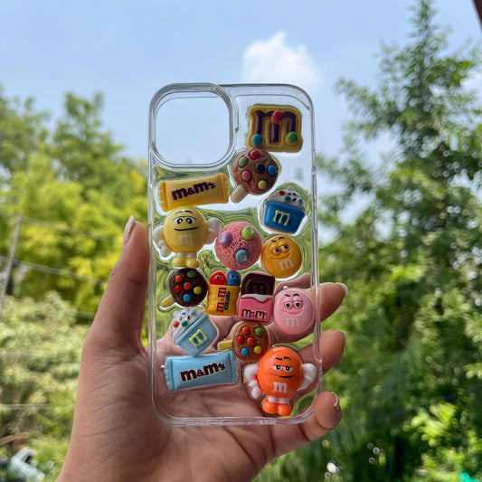 M&M 3D Cute Iphone Cover & Charger Case Combo of 2