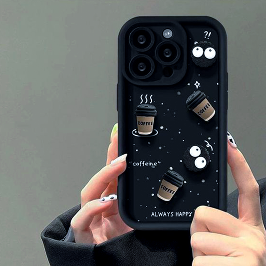 Black Donut & Coffee Cute Iphone Cover