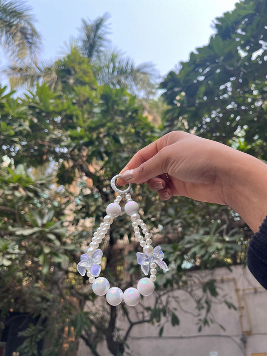 White Bow Beads Phone Charms