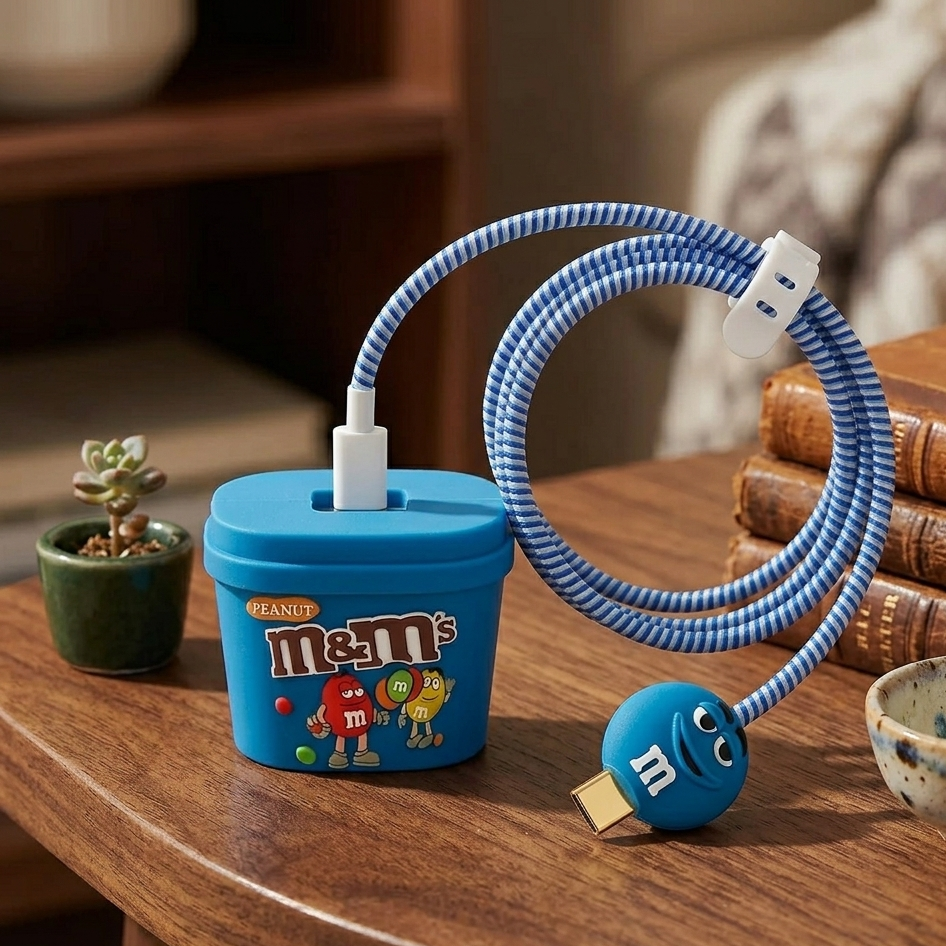 Blue M&M Charger Case