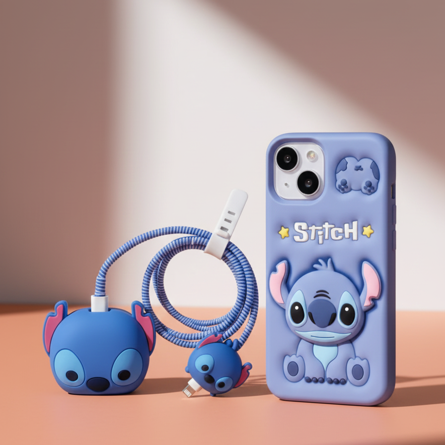 Stitch Iphone Cover & Charger Combo