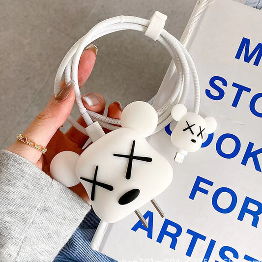 White Violence Bear Apple Charger Case