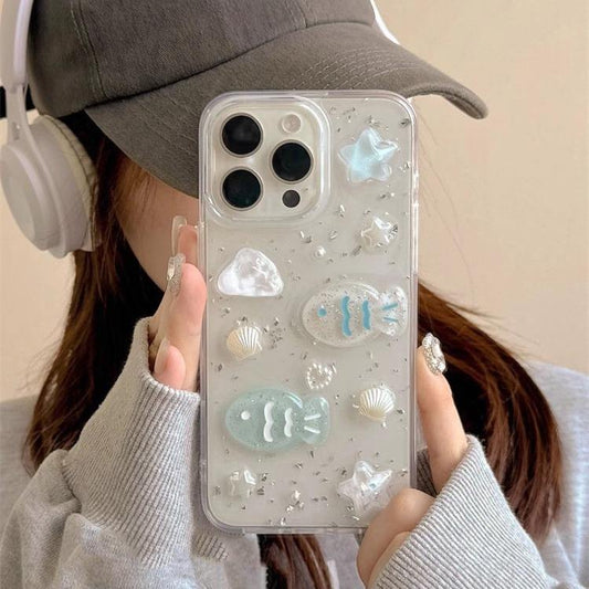 Iphone 15 Fish & Shell 3D Cute Cover