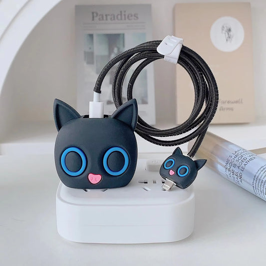Black Cat Apple Charger Case
