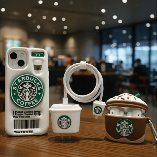Starbucks Coffee 3D Iphone Cover, Charger Cover & Airpod Pro 2 Cover Combo pack