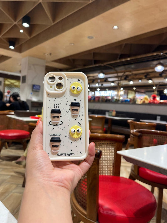 White 3D Cute Coffee Donut Silicon Case