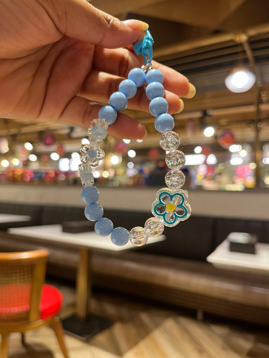 Sky Blue Flowery Beads Premium Phone Charms