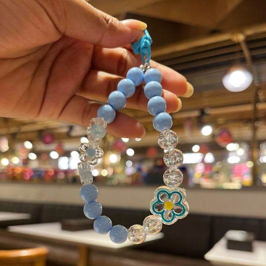 Sky Blue Flowery Beads Premium Phone Charms