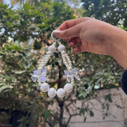 White Bow Beads Phone Charms