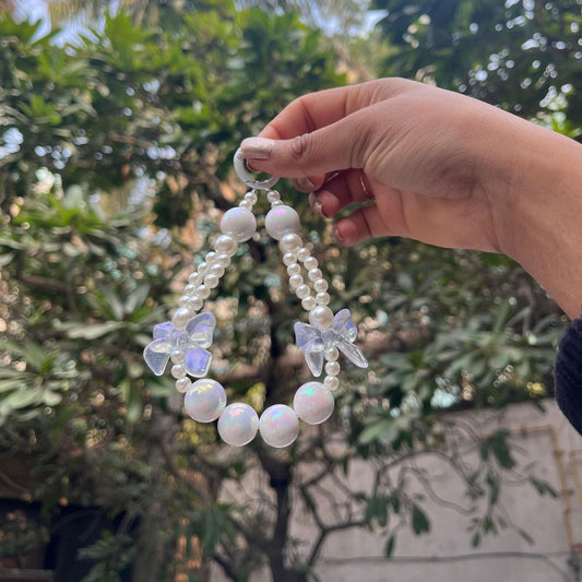 White Bow Beads Phone Charms