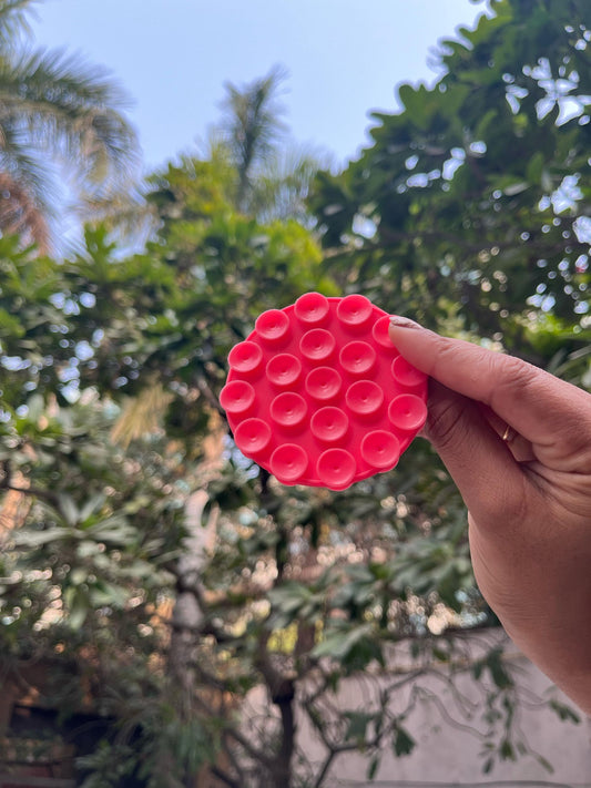 Red Silicon Suction Phone Case Adhesive Mount