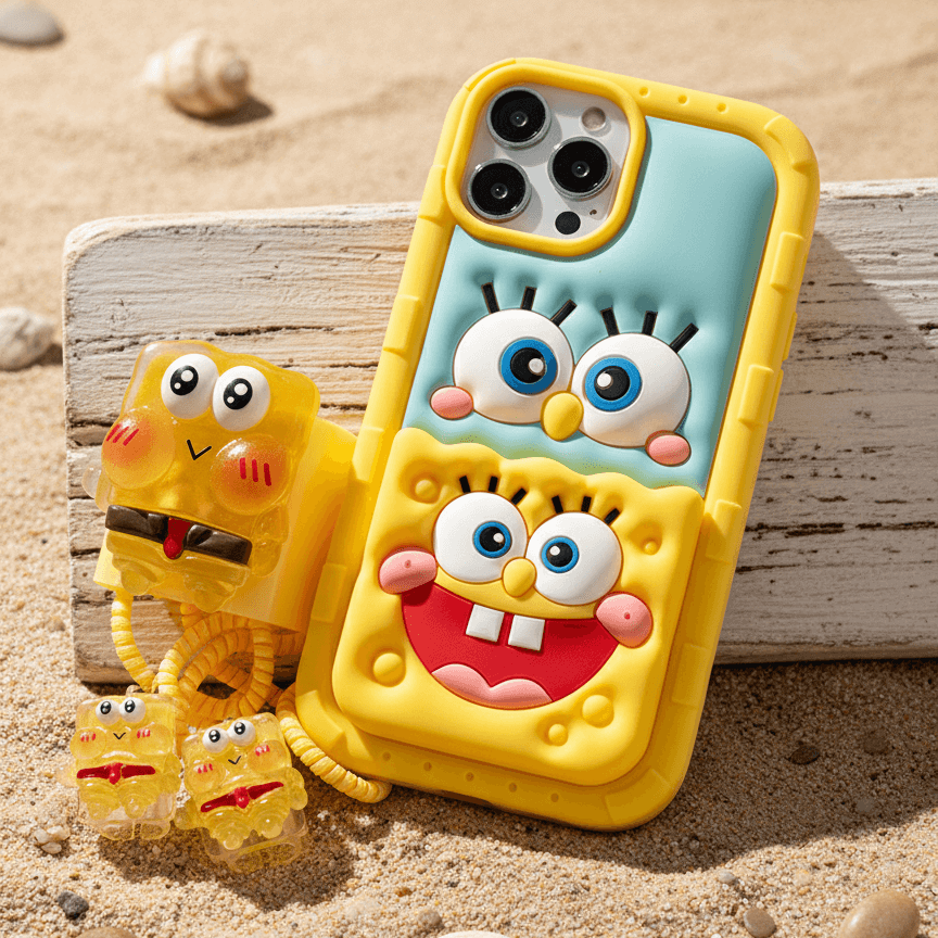 SpongeBob Iphone Cover & Charger Combo